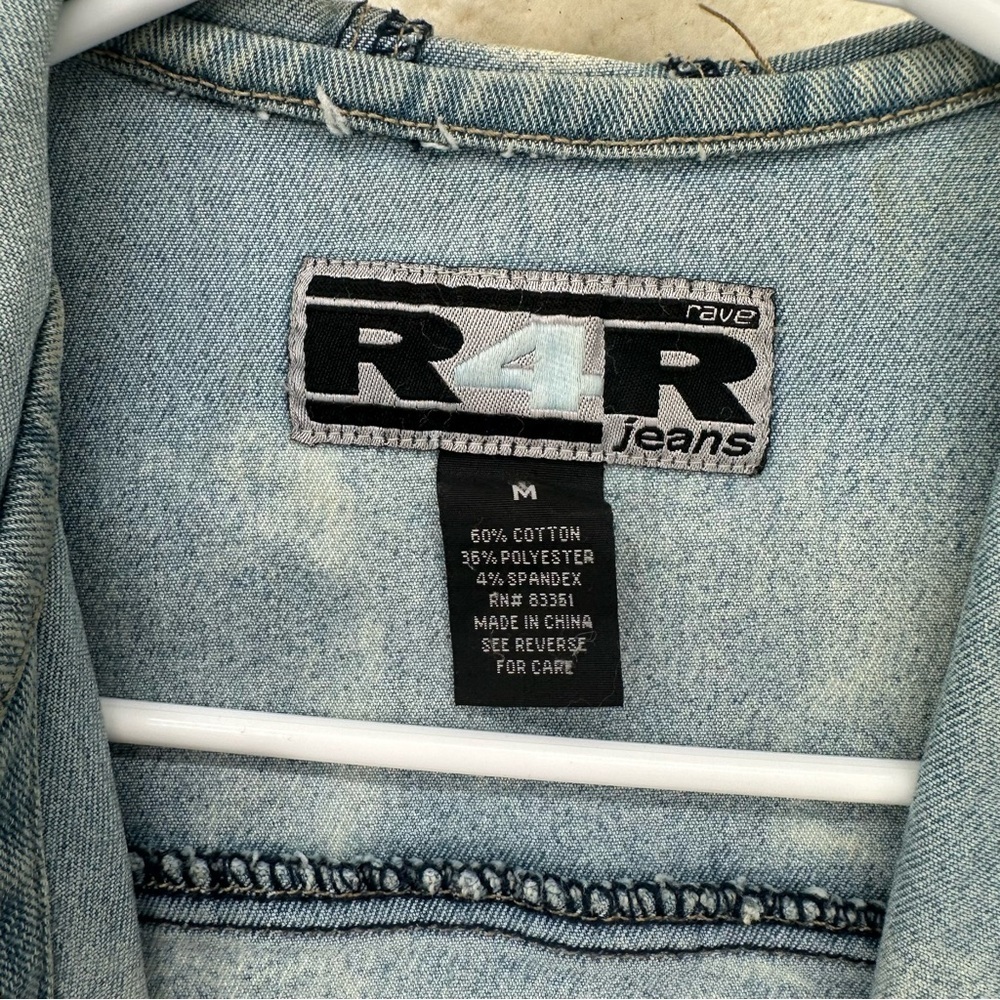 Vintage Y2K R4R Rave Jeans Gradient Denim Hooded Jacket - Picture 2 of 8